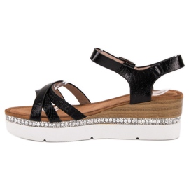 Seastar Sandalias de moda con circonita cúbica negro 6