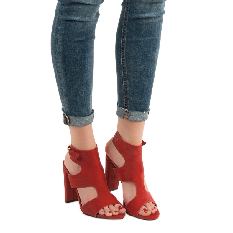 Ideal Shoes Sandalias de tacón sexy rojo 1