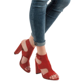 Ideal Shoes Sandalias de tacón sexy rojo 2