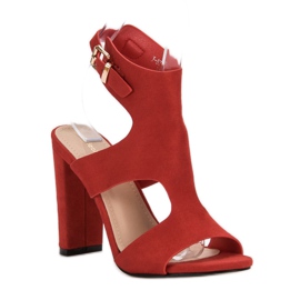 Ideal Shoes Sandalias de tacón sexy rojo 3