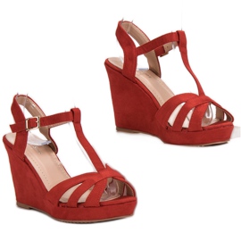 SHELOVET Sandalias de ante rojo 5