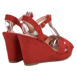 SHELOVET Sandalias de ante rojo 4