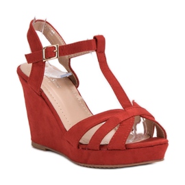 SHELOVET Sandalias de ante rojo 2