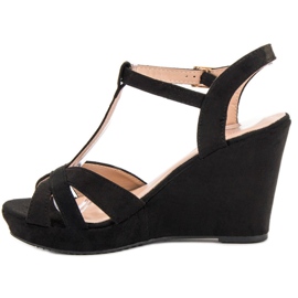 SHELOVET Sandalias de ante negro 3