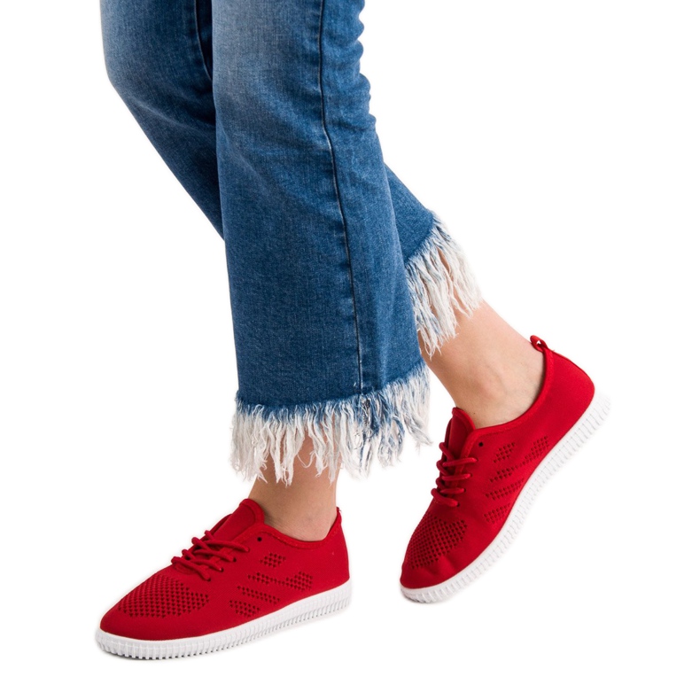 SHELOVET Calzado textil con cordones rojo 1 SHELOVET Calzado textil con cordones rojo 1