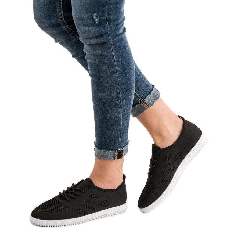SHELOVET Calzado textil con cordones negro 2