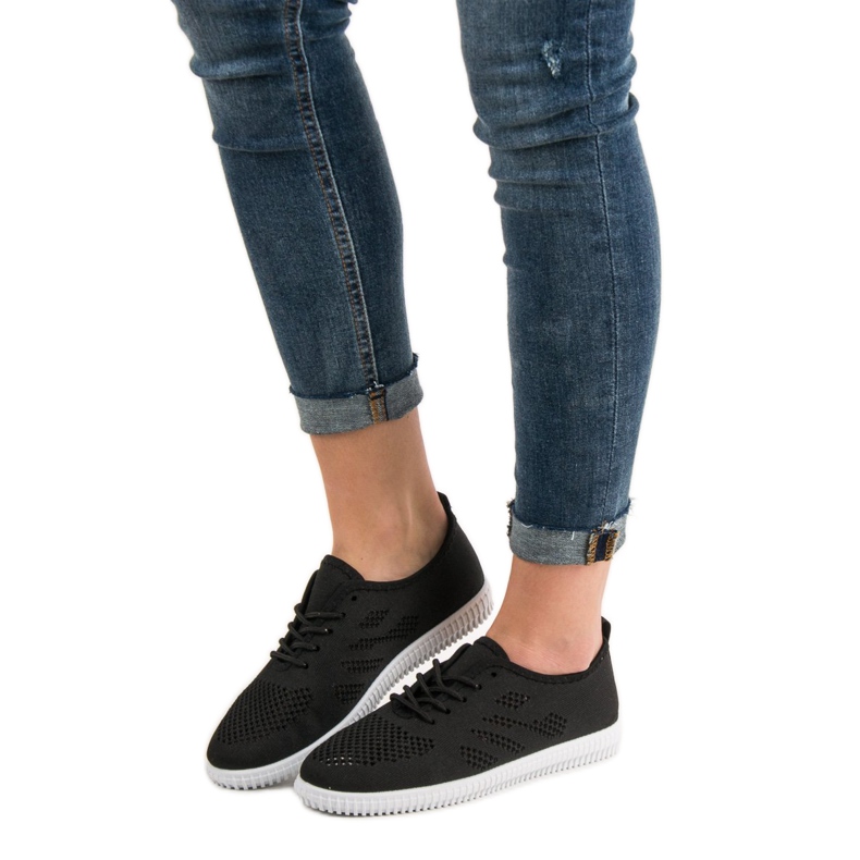 SHELOVET Calzado textil con cordones negro 1