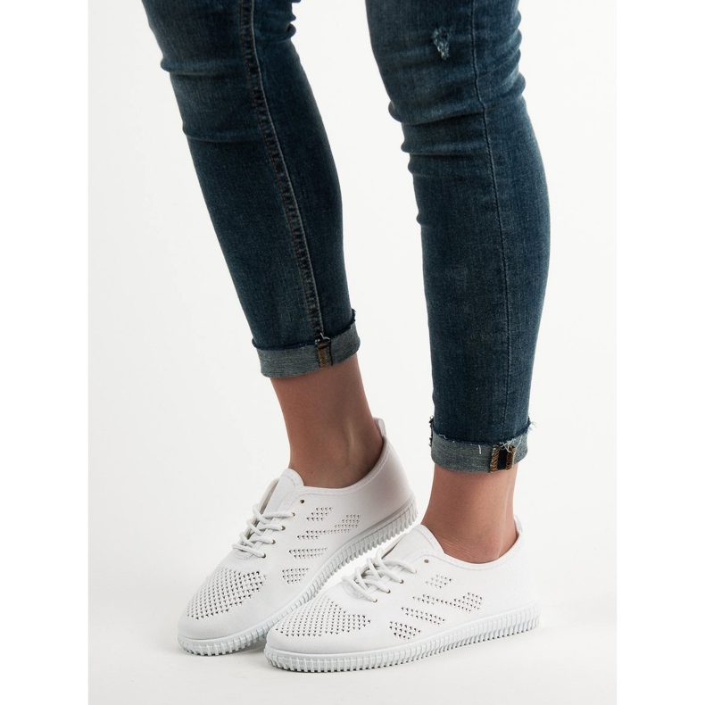 SHELOVET Calzado textil con cordones blanco 1