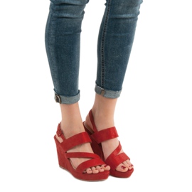 SHELOVET Sandalias de cuña rojo 1