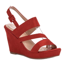 SHELOVET Sandalias de cuña rojo 4