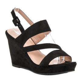 SHELOVET Sandalias de cuña negro 3