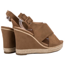 Anesia Paris Sandalias de cuña de ante marrón 6