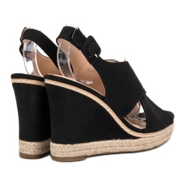 Anesia Paris Sandalias de cuña de ante negro 1