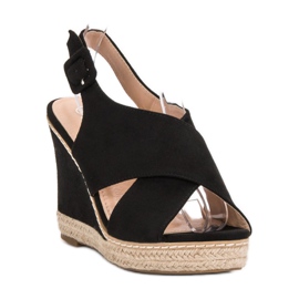 Anesia Paris Sandalias de cuña de ante negro 5