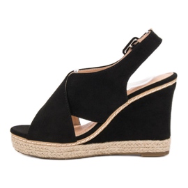 Anesia Paris Sandalias de cuña de ante negro 6