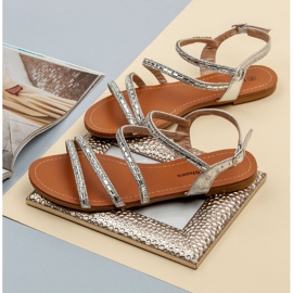 L. Lux. Shoes Sandalias Planas Con Circonita gris 3
