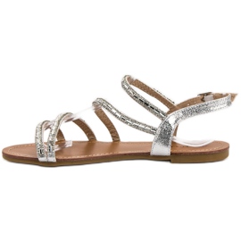 L. Lux. Shoes Sandalias Planas Con Circonita gris 5