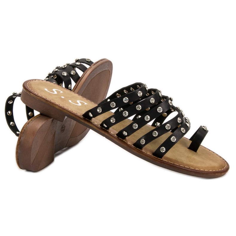 SHELOVET Zapatillas con diamantes de imitación negro 1