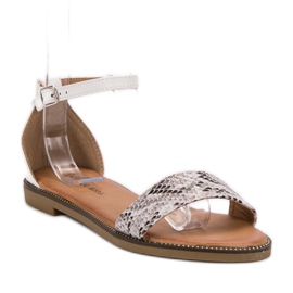 Laura Mode Sandalias planas clásicas blanco multicolor 3