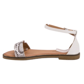 Laura Mode Sandalias planas clásicas blanco multicolor 4