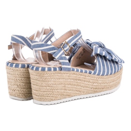Seastar Sandalias de cuña con lazo azul 6