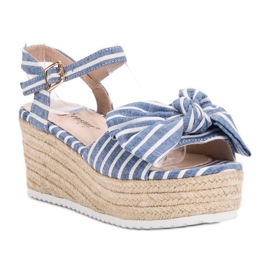 Seastar Sandalias de cuña con lazo azul 1