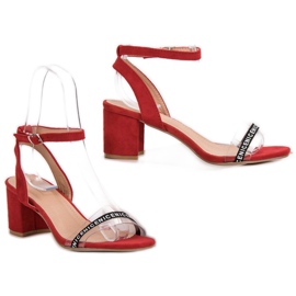 Ideal Shoes Sandalias de gamuza con estilo rojo 6
