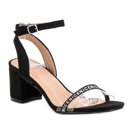 Ideal Shoes Sandalias de gamuza con estilo negro 4
