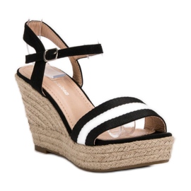 Primavera Sandalias de cuña casual negro 6