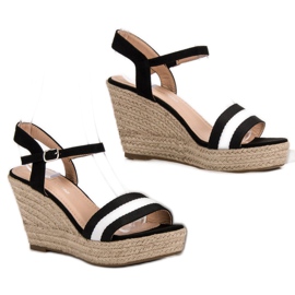 Primavera Sandalias de cuña casual negro 4