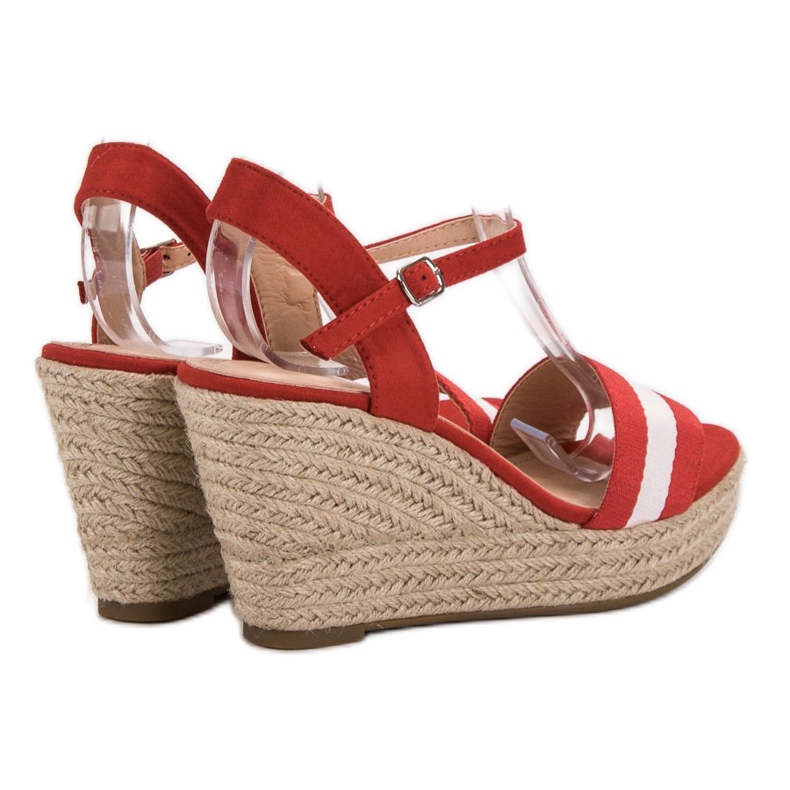 Primavera Sandalias de cuña casual rojo 1