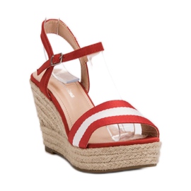 Primavera Sandalias de cuña casual rojo 5