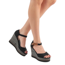 Primavera Sandalias de cuña negro 3
