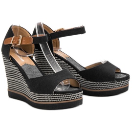Primavera Sandalias de cuña negro 1