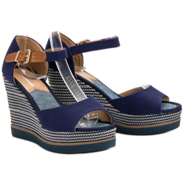 Primavera Sandalias de cuña azul 6