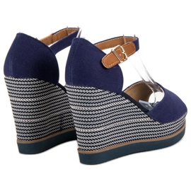 Primavera Sandalias de cuña azul 5