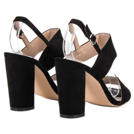 SHELOVET Sandalias negras en una barra negro 5