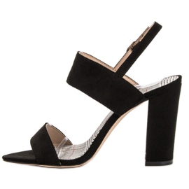 SHELOVET Sandalias negras en una barra negro 4