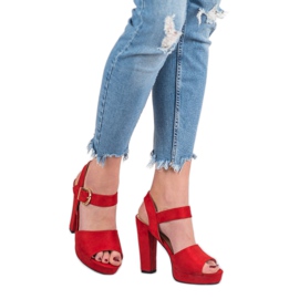 SHELOVET Sandalias rojas en la plataforma rojo 2
