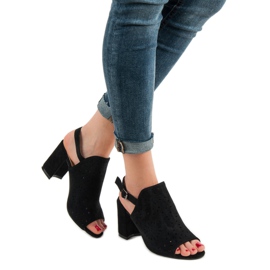 SHELOVET Sandalias cerradas de ante negro 1 SHELOVET Sandalias cerradas de ante negro 1