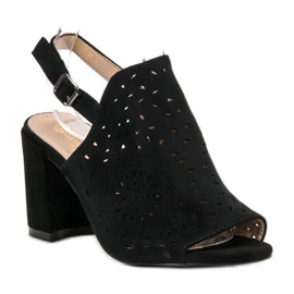 SHELOVET Sandalias cerradas de ante negro 3