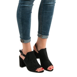 SHELOVET Sandalias cerradas de ante negro 4