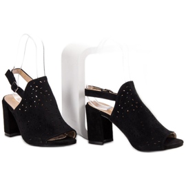 SHELOVET Sandalias cerradas de ante negro 5