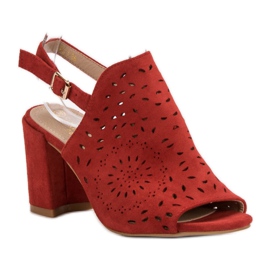 SHELOVET Sandalias caladas en tacones altos rojo 4