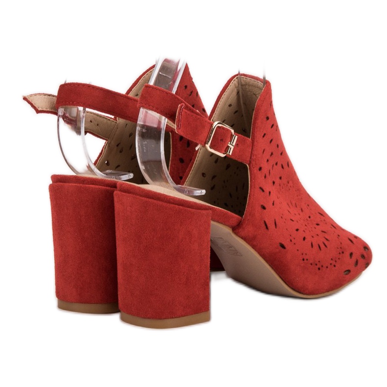 SHELOVET Sandalias caladas en tacones altos rojo 1