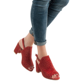 SHELOVET Sandalias caladas en tacones altos rojo 3