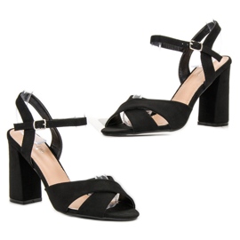 SHELOVET Sandalias en una barra negro 6