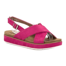 Goodin Sandalias de ante rosado 3