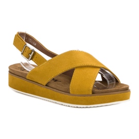 Goodin Sandalias de ante amarillo 3