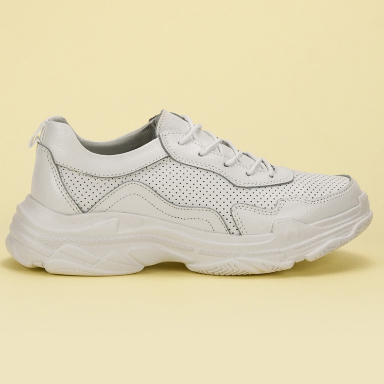 Goodin Zapatillas de cuero blancas blanco 2